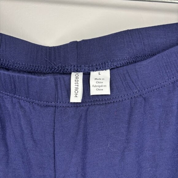 NORDSTROM NEW Pajama Set Women's Large Navy Peacoat Stretch Soft Top Shorts - Picture 5 of 6